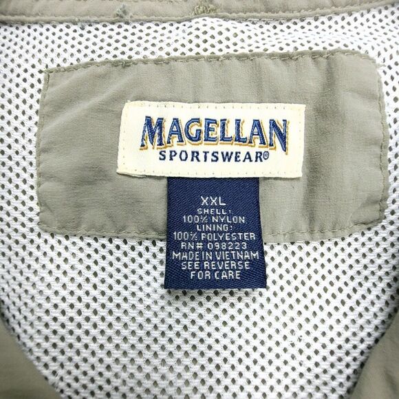 MAGELLAN Short Sleeve Button Down Fishing Utility Shirt Mens XXL Khaki Olive - Picture 2 of 7